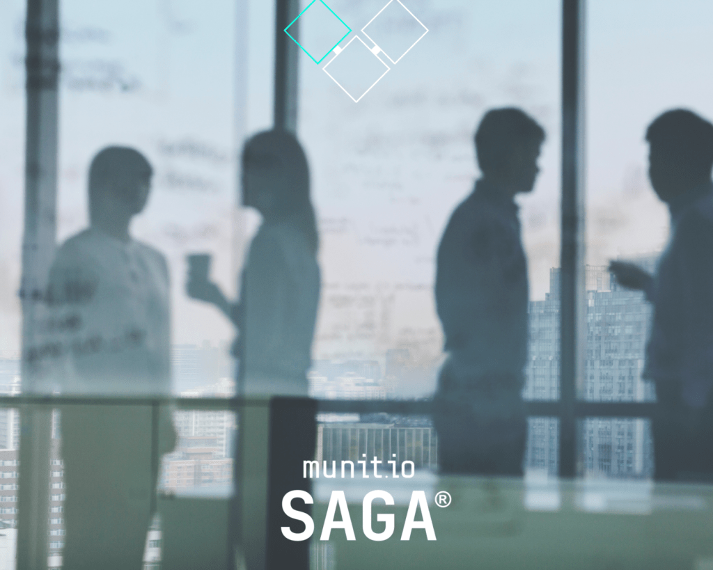 Business professionals are silhouetted in discussion behind a glass wall with notes, representing collaborative risk assessment in the face of an external threat to enterprise cybersecurity.