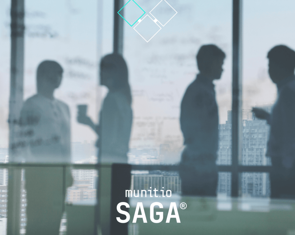 Business professionals are silhouetted in discussion behind a glass wall with notes, representing collaborative risk assessment in the face of an external threat to enterprise cybersecurity.
