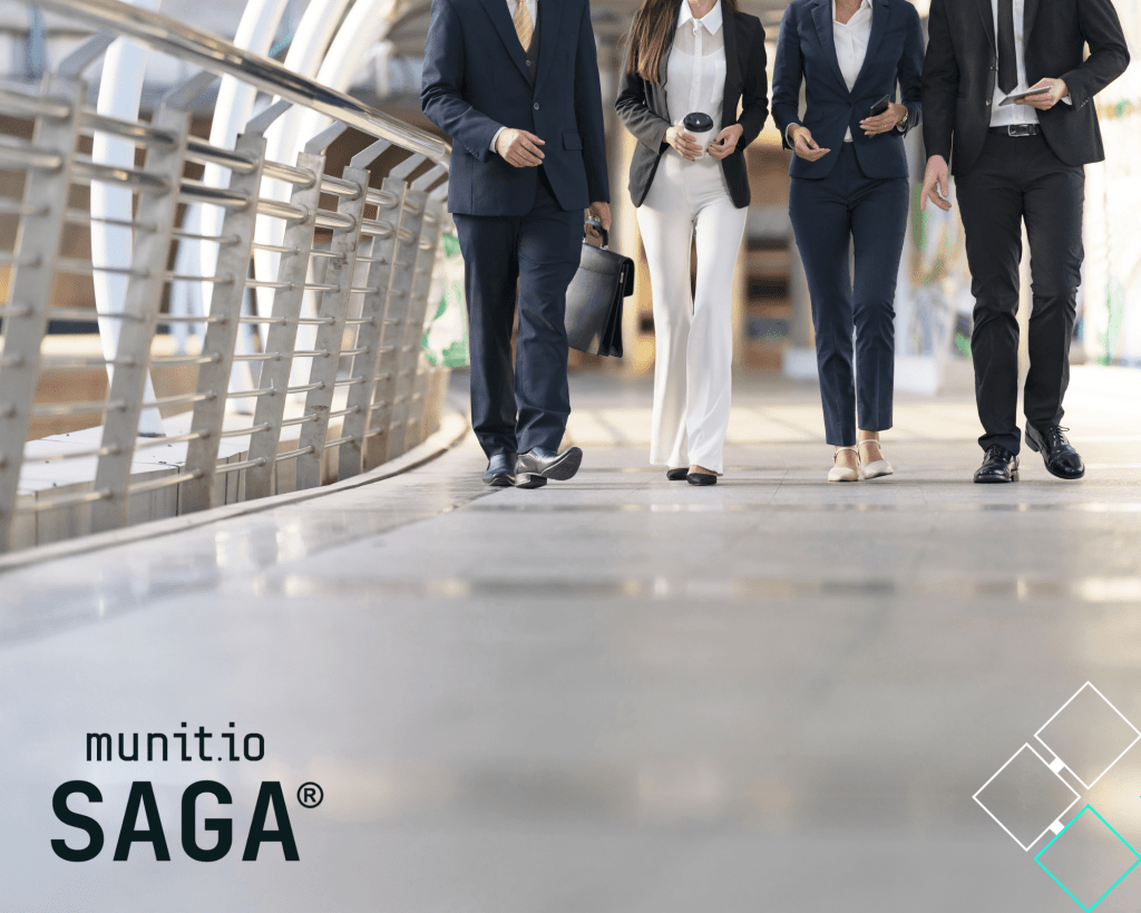 Business professionals walking together, representing leadership collaboration in addressing the hacktivism cyber threat.