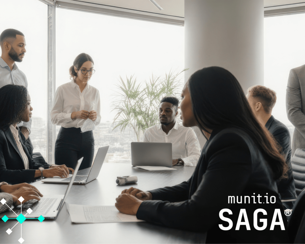 A team of professionals in a corporate meeting discussing online exposure risks, illustrating what is doxxing and how sensitive personal information can be misused if not properly protected.