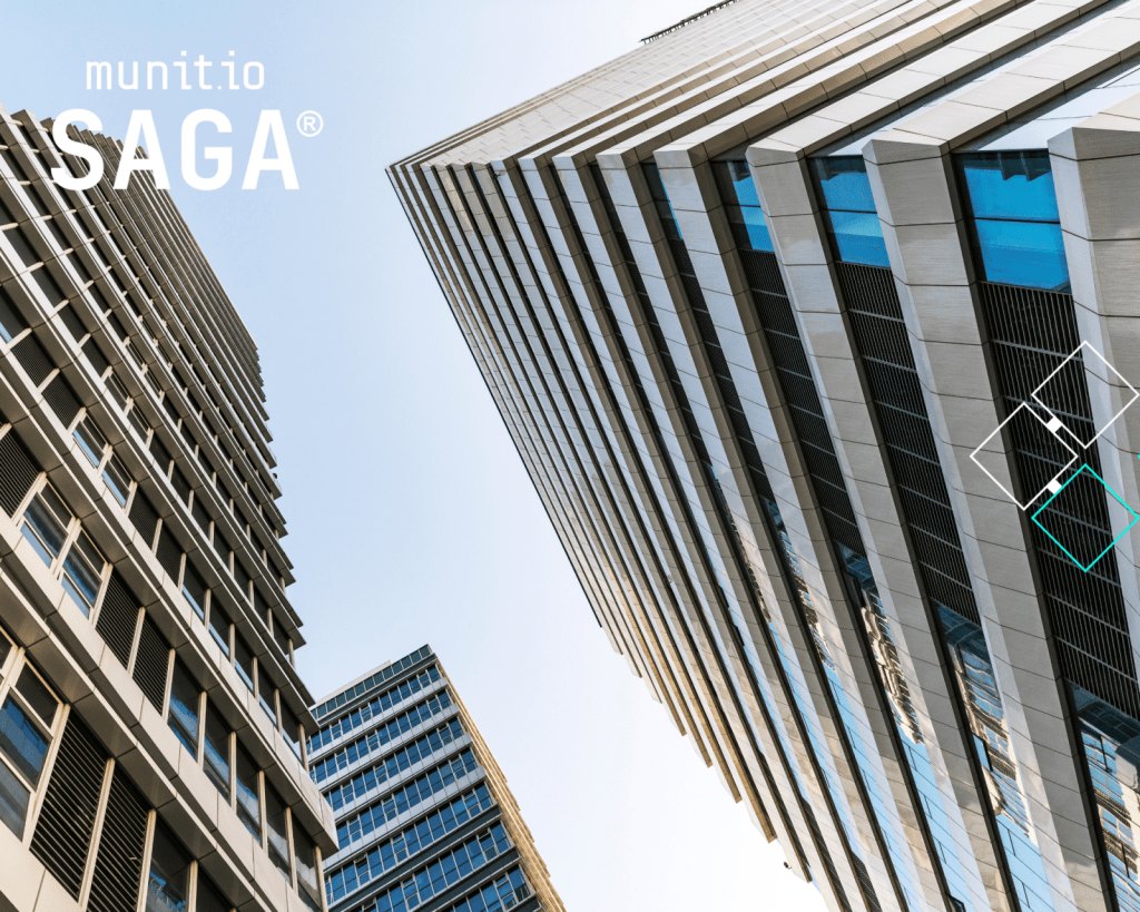 Upward view of modern office buildings with glass façades, illustrating What are look-alike domains and how similar-looking digital assets can create confusion and brand risk.